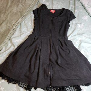 [6] Kirna Zabete Gray Fit & Flare Dress with front zipper.